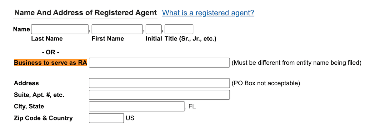 Business to Serve as RA (Registered Agent)